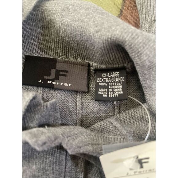 New J Ferrar Men's Gray Collared Long Sleeve Cotton Pullover Sweater Size 2XL - Picture 7 of 10